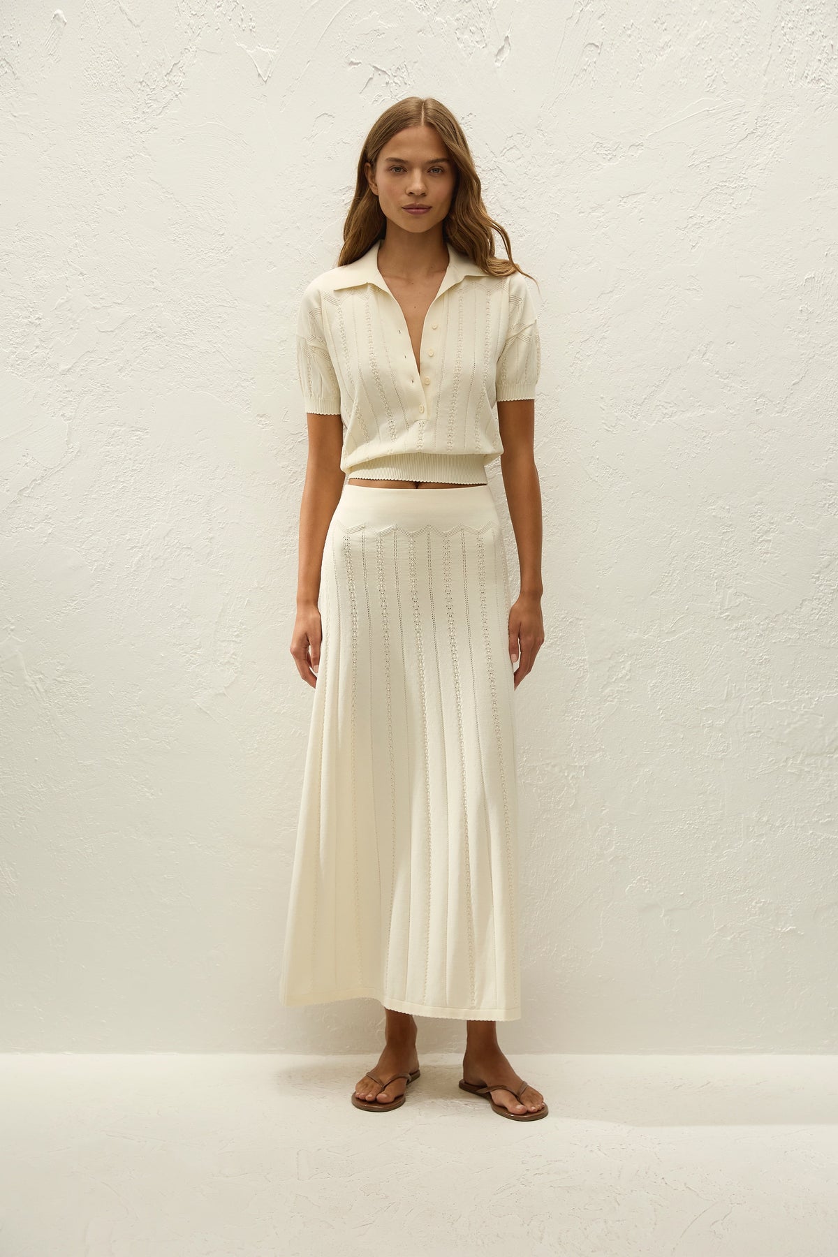 Mieralla Maxi Skirt Maja Pointelle Vintage White