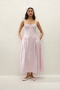 Marcella Midi Dress Fiori Stripe Palazzo - Final Sale