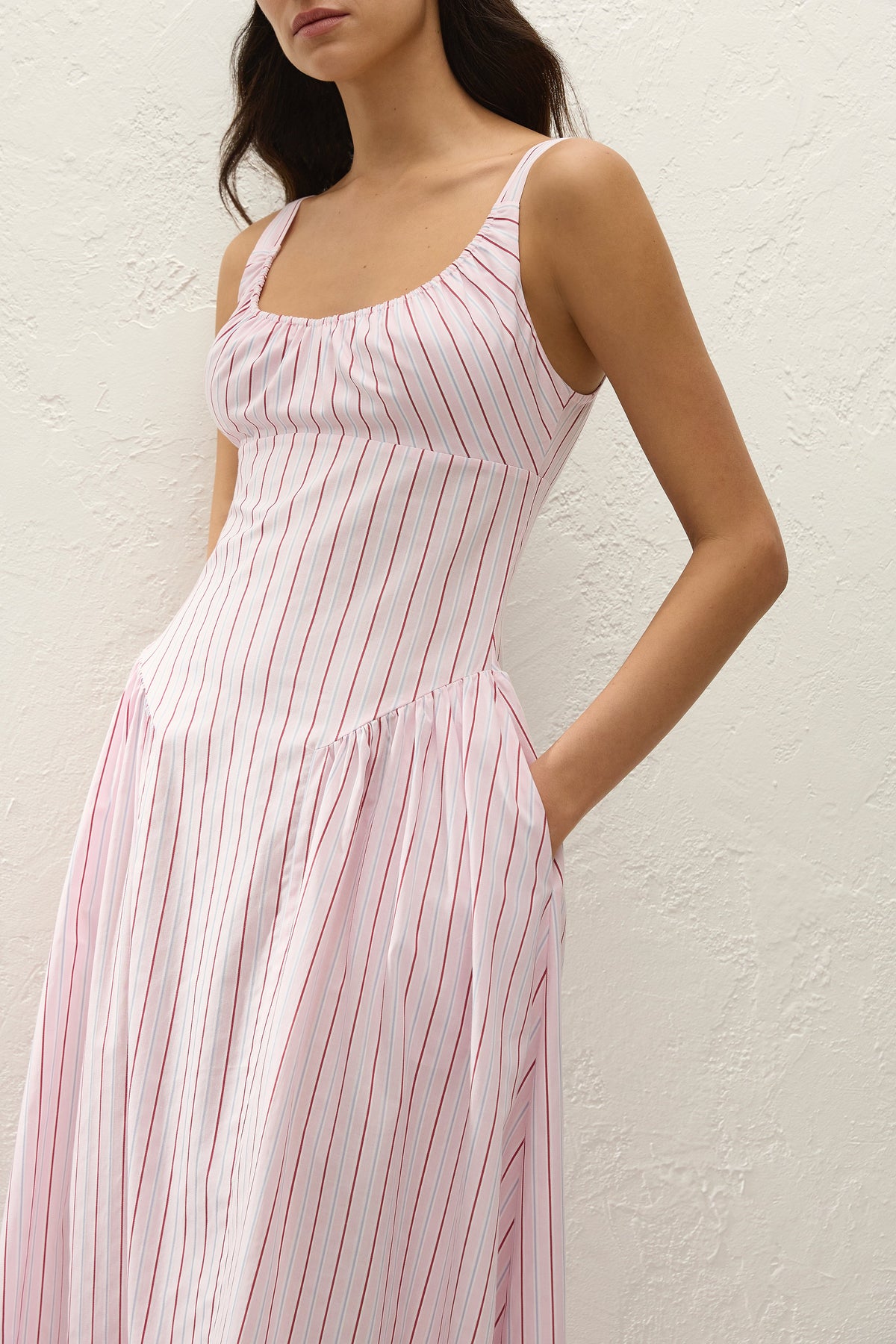 Marcella Midi Dress Fiori Stripe Palazzo - Final Sale