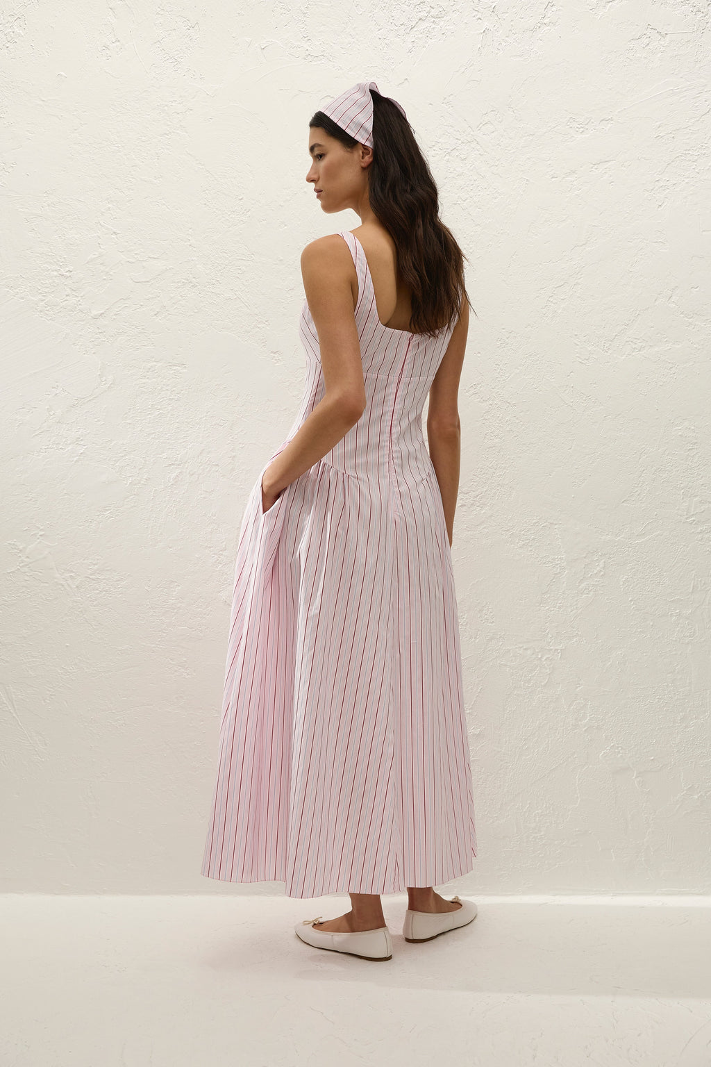 Marcella Midi Dress Fiori Stripe Palazzo - Final Sale