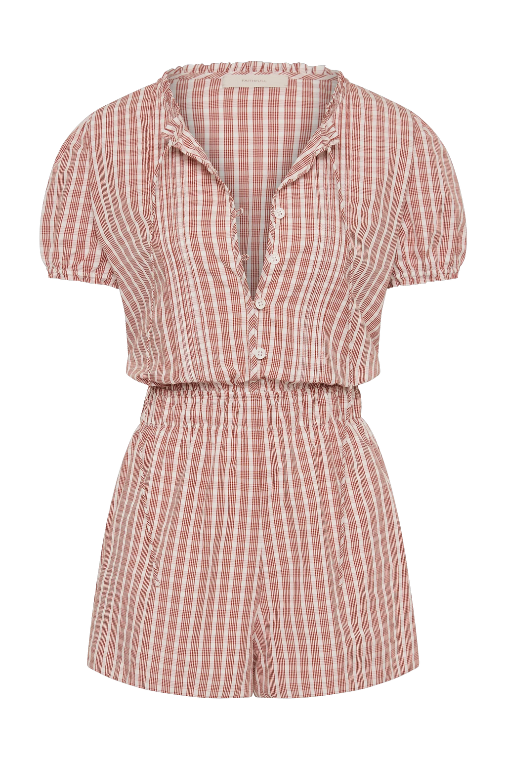 Emilie Playsuit Paloma Check Cinnamon White