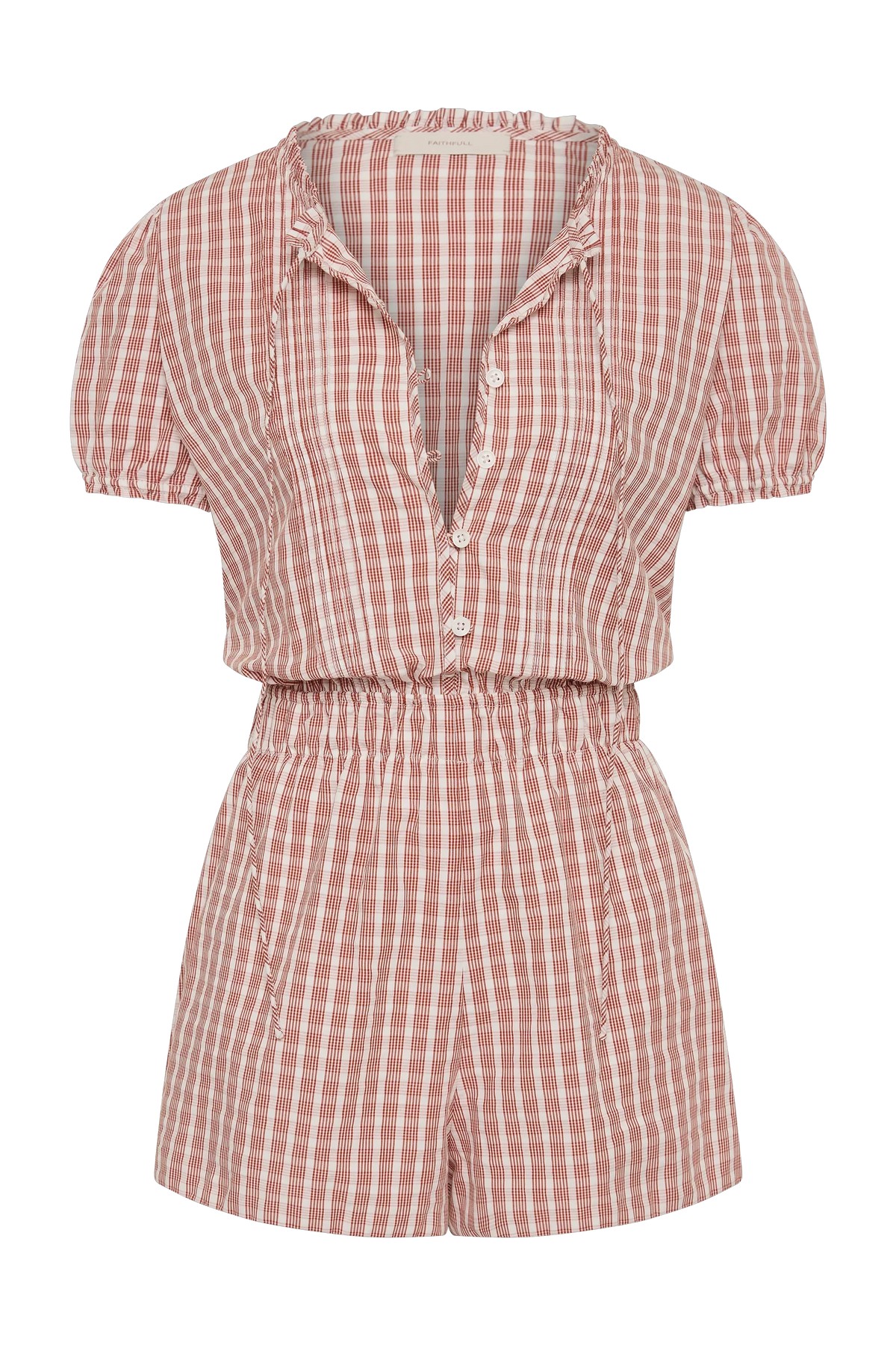 Emilie Playsuit Paloma Check Cinnamon White