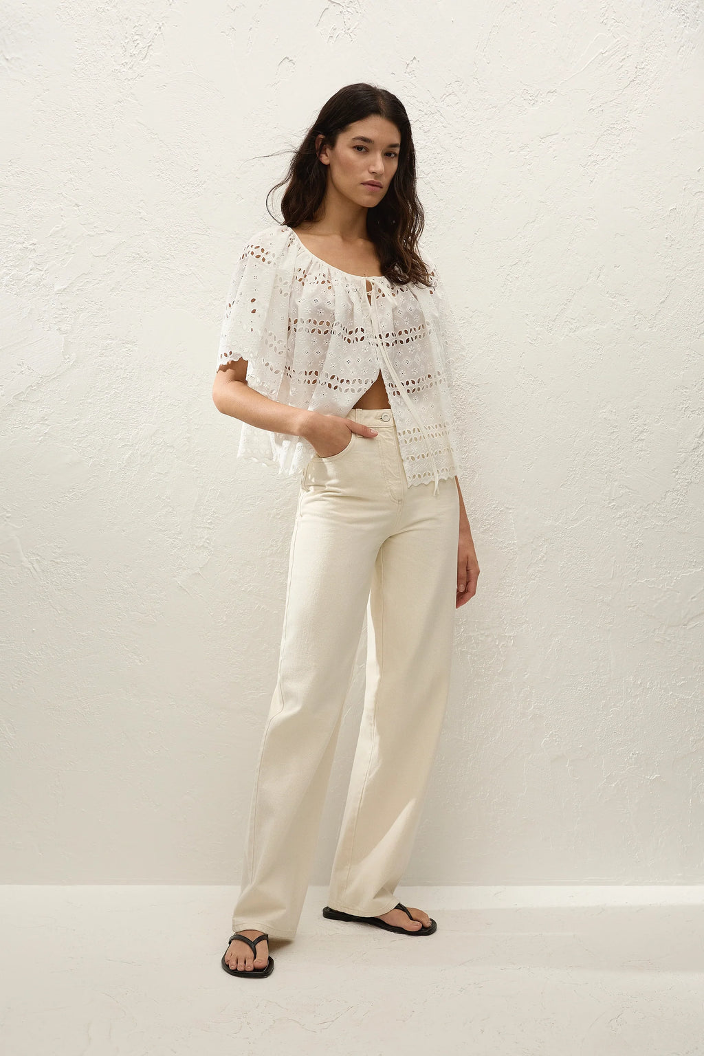 Mitla Top Rosa Broderie White - Final Sale