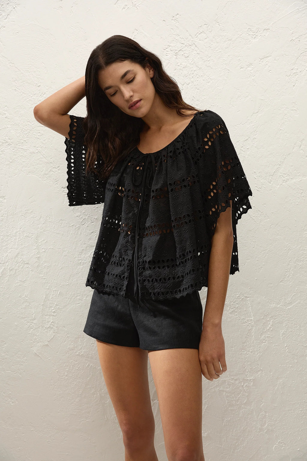 Mitla Top Rosa Broderie Black - Final Sale