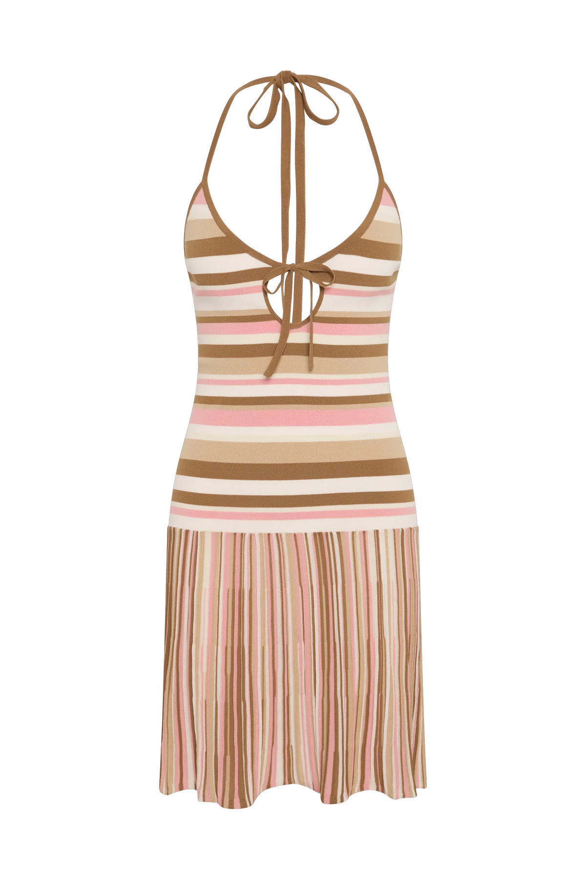 Elea Mini Dress Puce Sepia Stripe - Final Sale