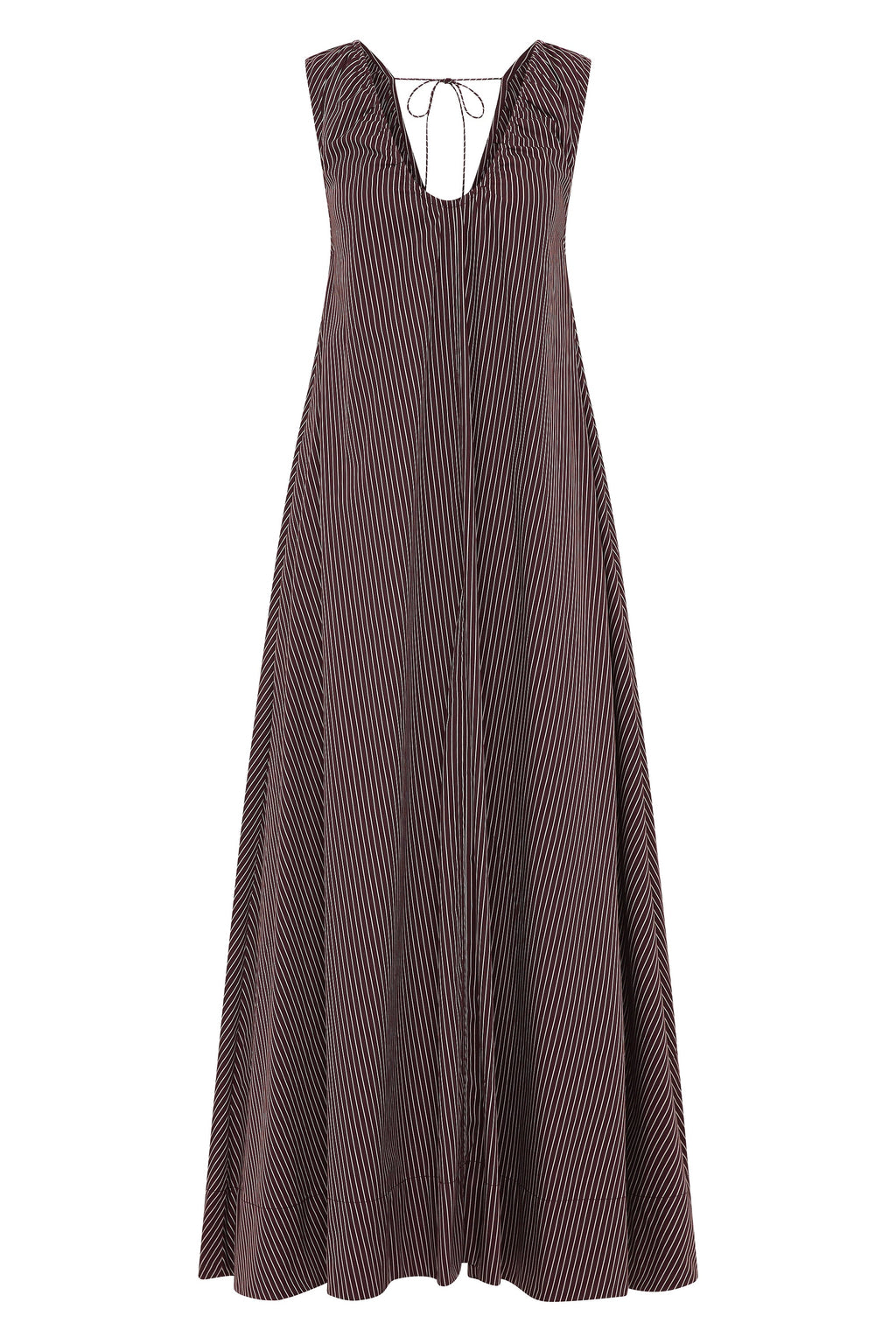 Pedrera Maxi Dress Rocio Pinstripe Chocolate Plum - Final Sale