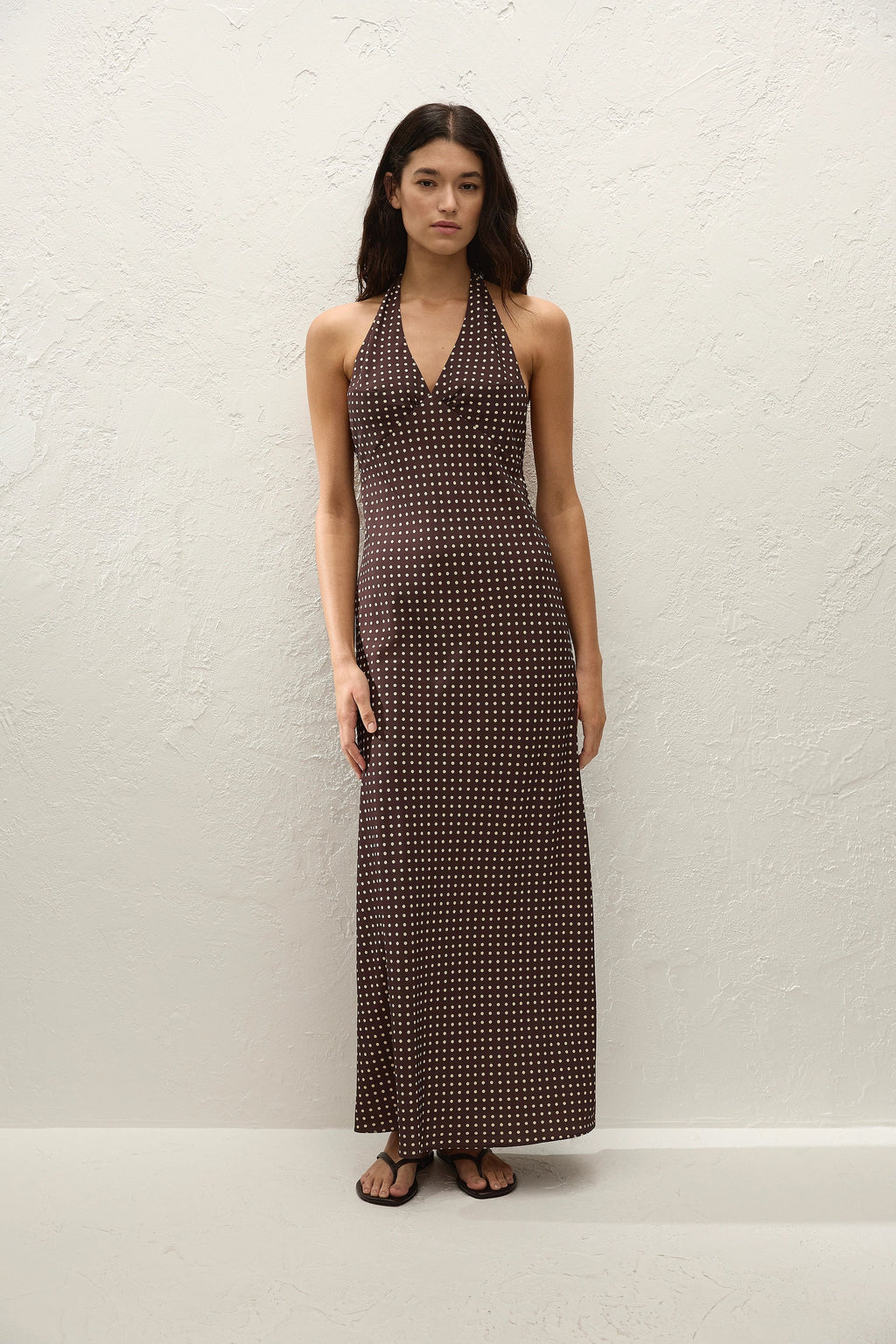 Rosa Maxi Dress Polkadot Chocolate Plum - Final Sale