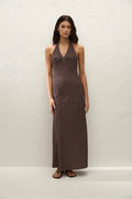 Rosa Maxi Dress Polkadot Chocolate Plum - Final Sale
