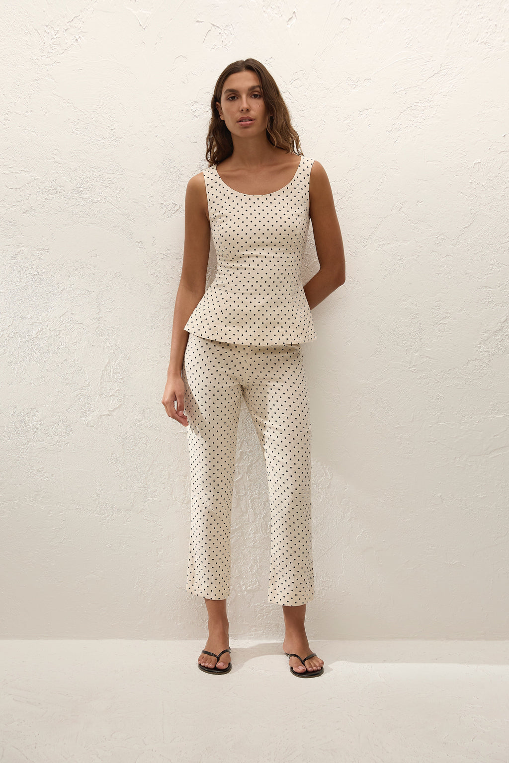 Iria Capri Pant Lola Polka Dot Cream Black