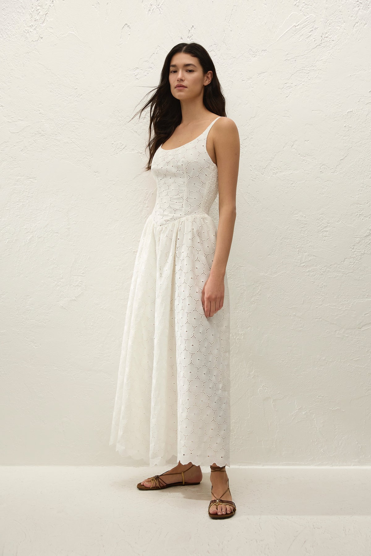 Milana Midi Dress Dolce Broderie White