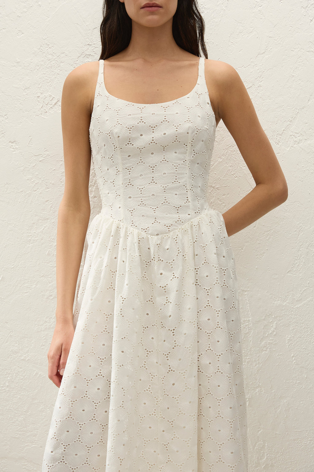Milana Midi Dress Dolce Broderie White
