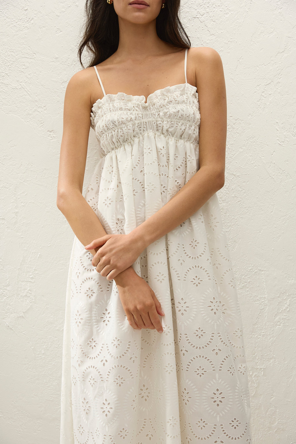 Etta Maxi Dress Bianca Broderie White