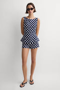 Lila Mini Short Vintage Navy White Dot
