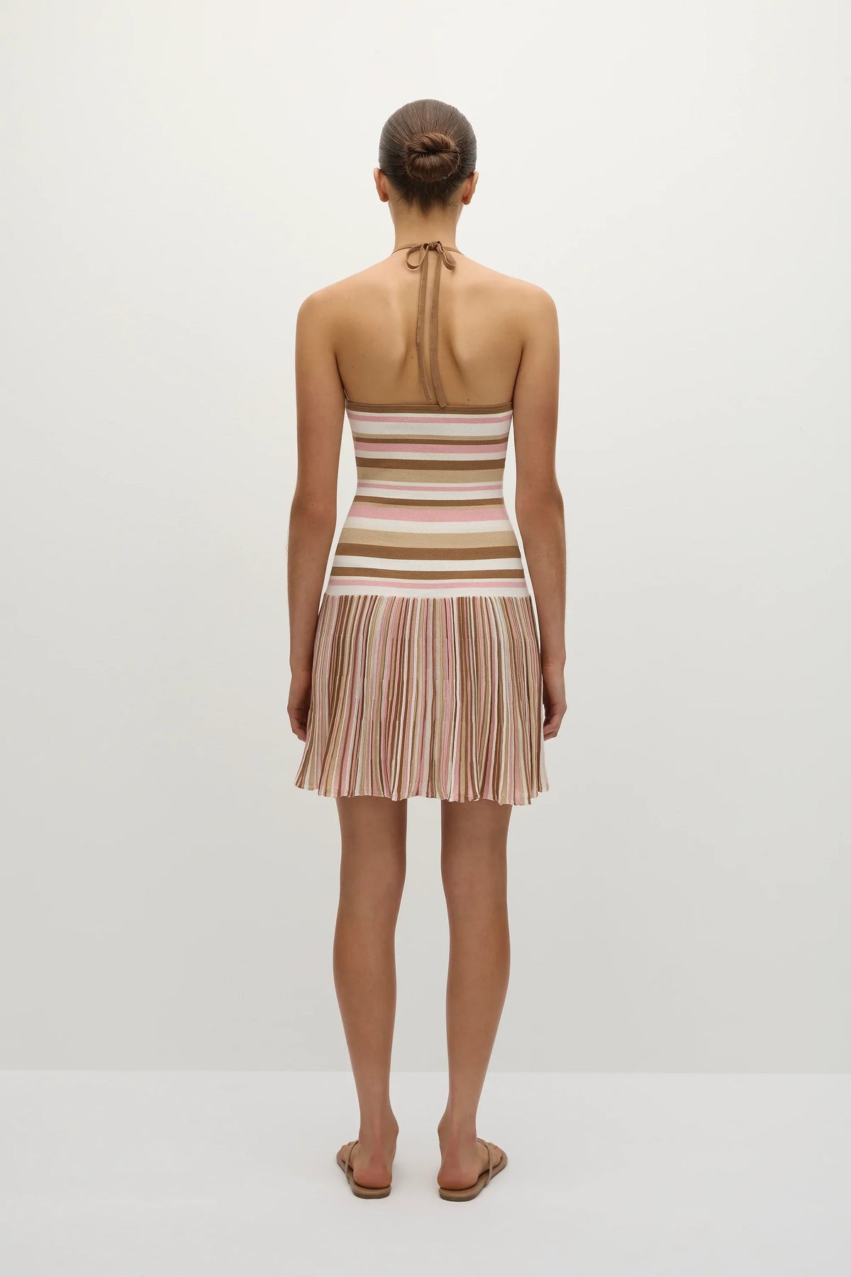 Elea Mini Dress Puce Sepia Stripe - Final Sale