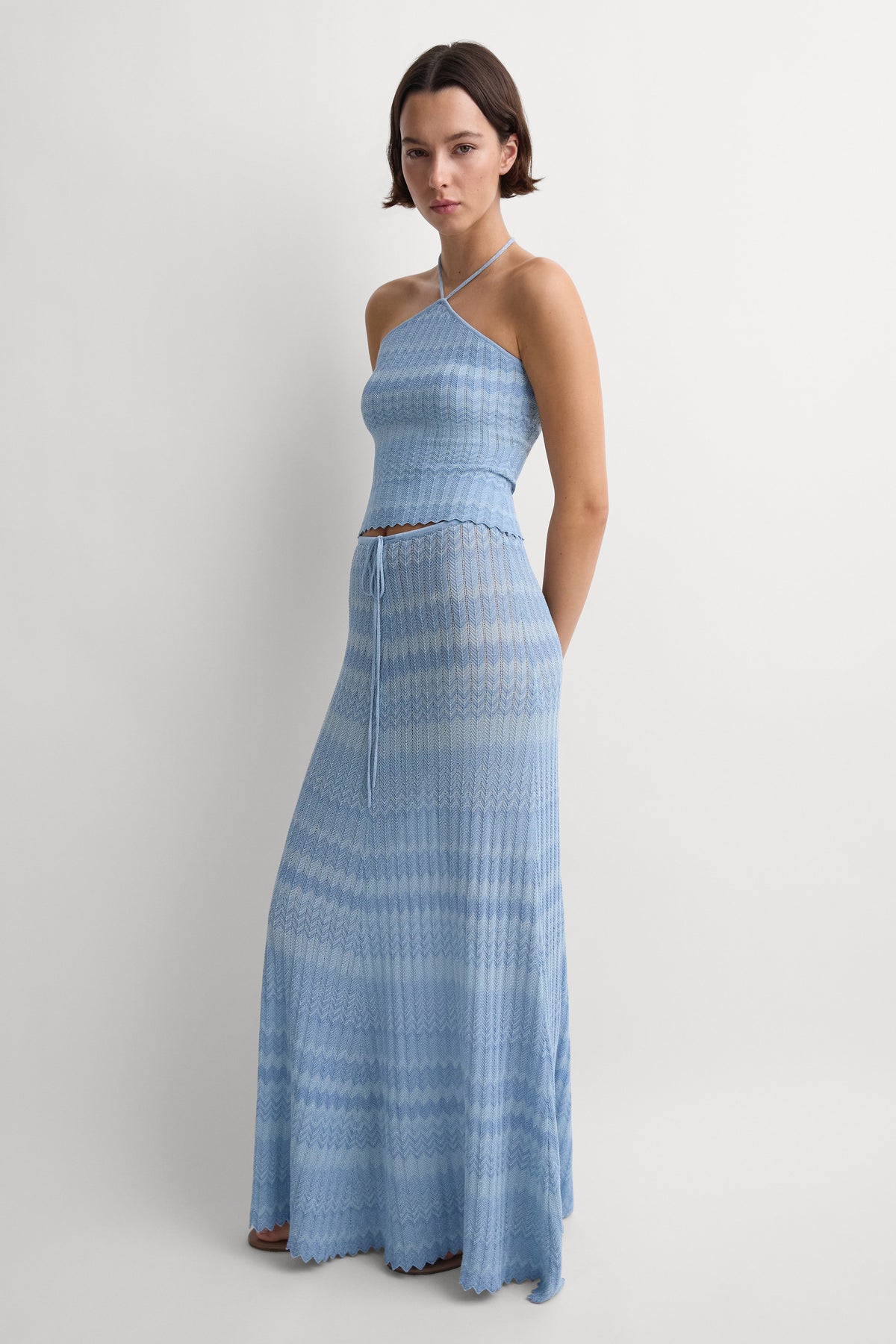 Ria Skirt Light Blue Chevron - Final Sale