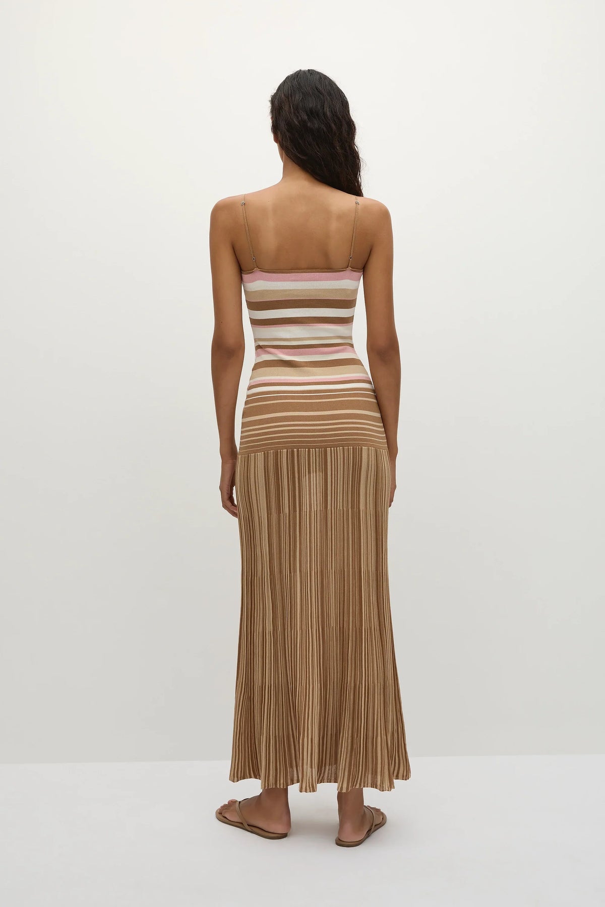 Esenia Knit Dress Puce Sepia Stripe - Final Sale