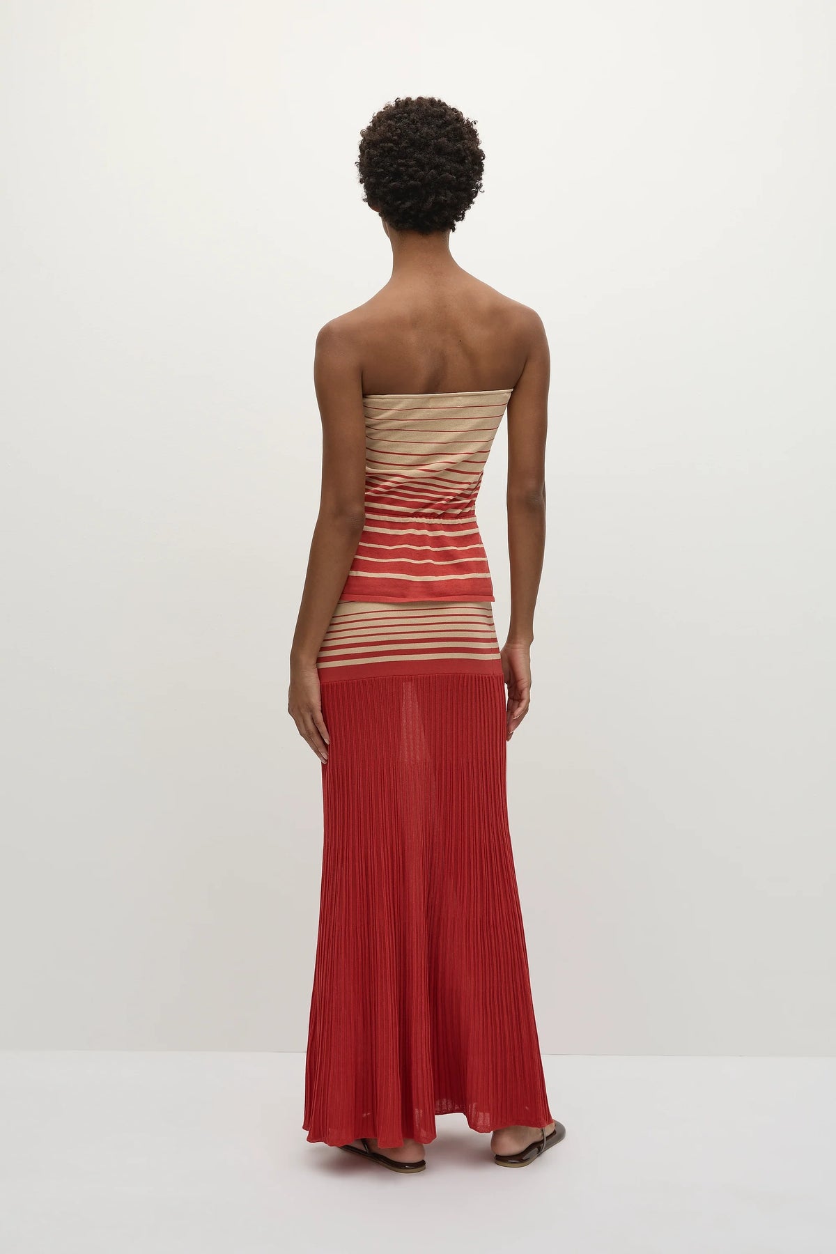 Casia Top Accordion Stripe Amber Fawn - Final Sale