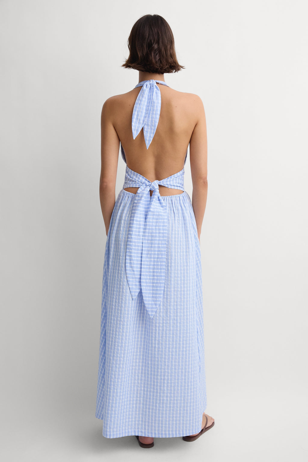 Lido Maxi Dress Paloma Check Light Blue White - Final Sale