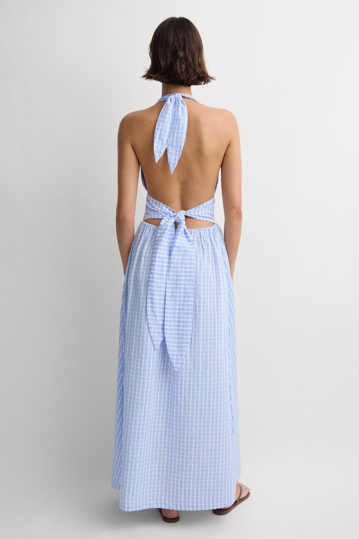 Lido Maxi Dress Paloma Check Light Blue White - Final Sale