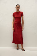 Citara Drawstring Midi Skirt Red Ochre