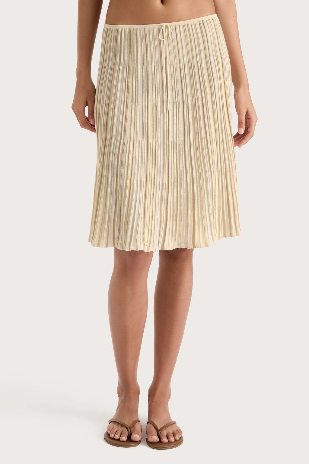 Citara Drawstring Skirt Butter Stripe - Final Sale