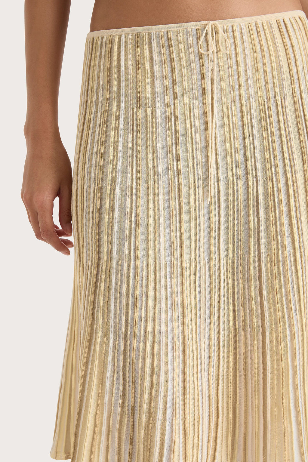 Citara Drawstring Skirt Butter Stripe - Final Sale