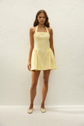 Venza Mini Dress Gingham Pale Yellow