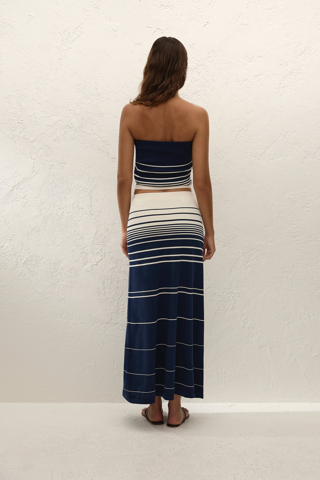 Arlette Strapless Top Navy Cream Stripe - Final Sale