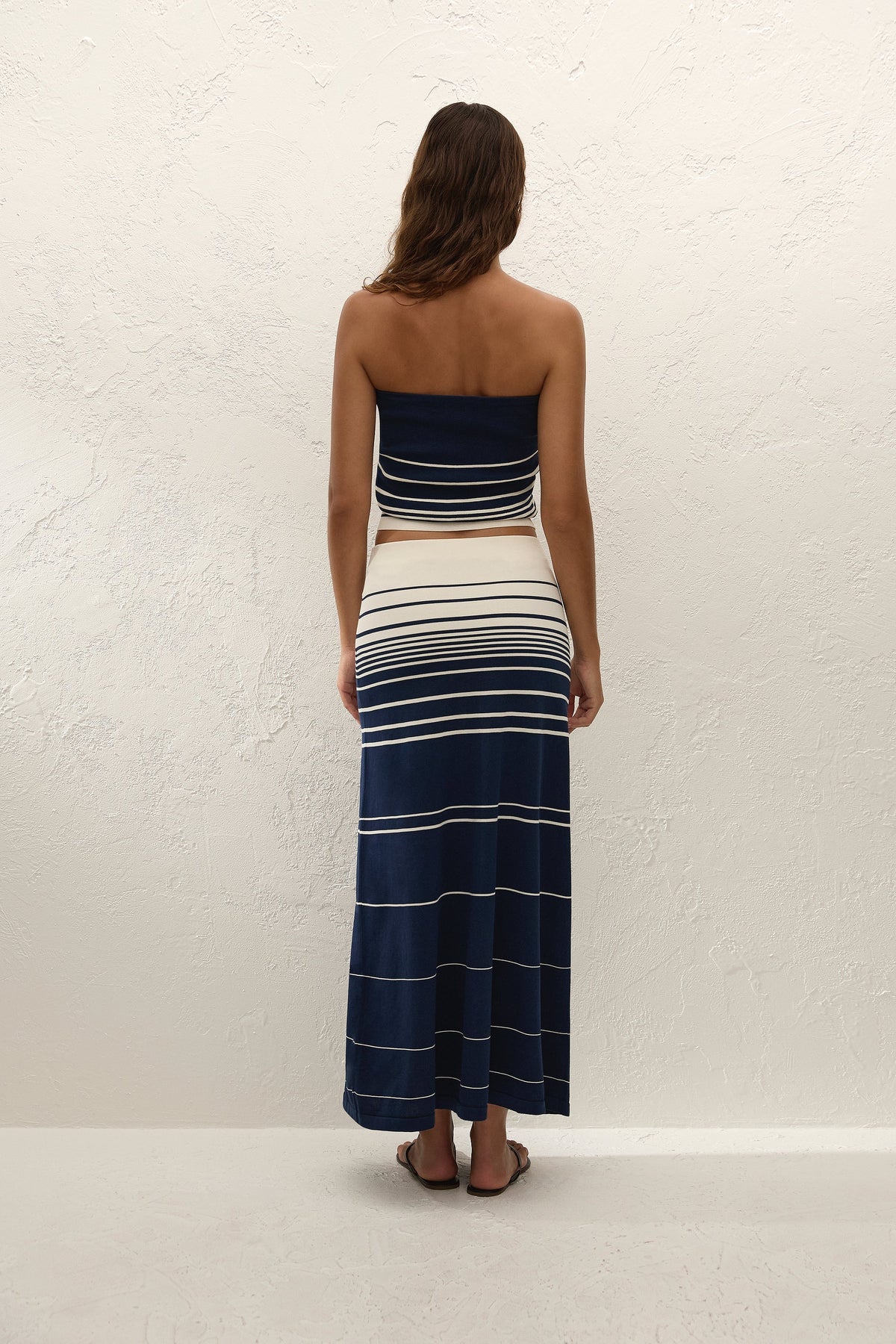 Casia Maxi Skirt Navy Cream Stripe - Final Sale