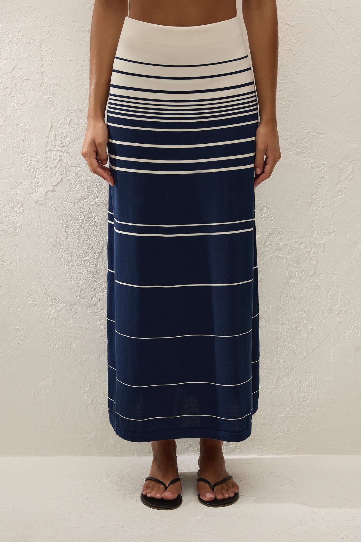 Casia Maxi Skirt Navy Cream Stripe - Final Sale