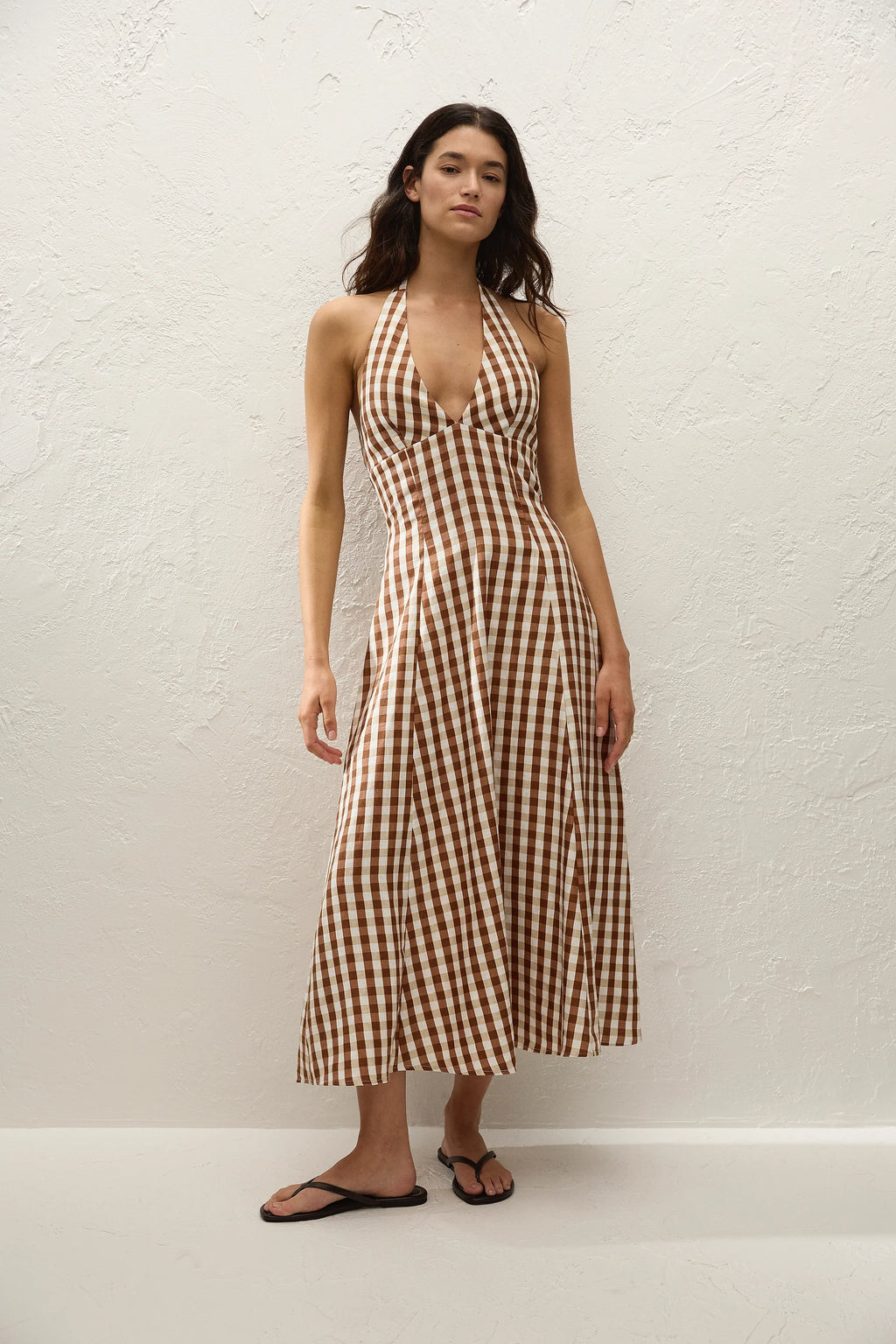 Marais Midi Dress Gingham Cedar - Final Sale