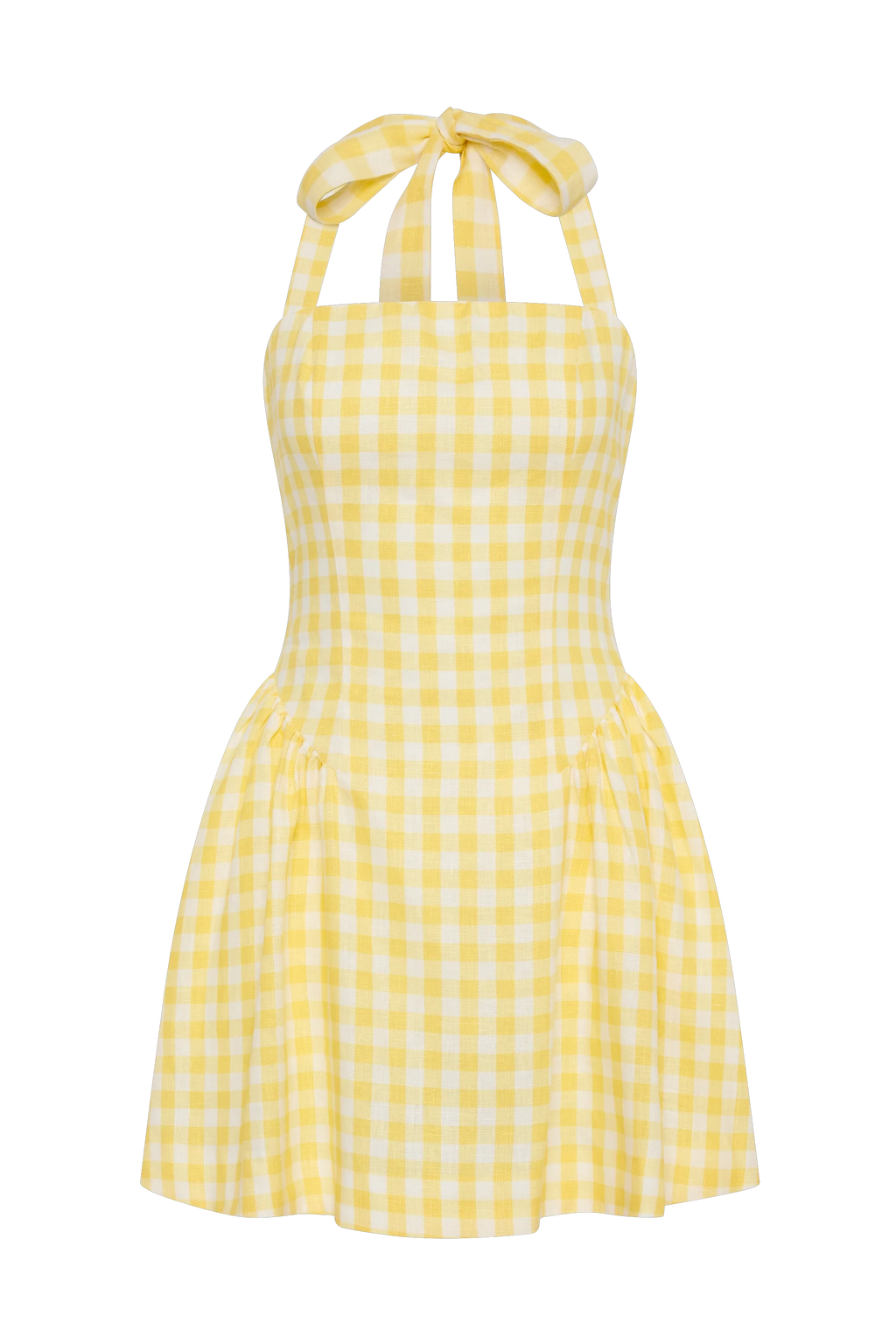Venza Mini Dress Gingham Pale Yellow