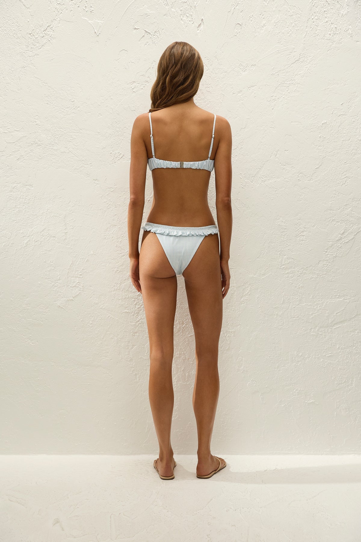 Moana Bikini Top Gingham Sky Blue