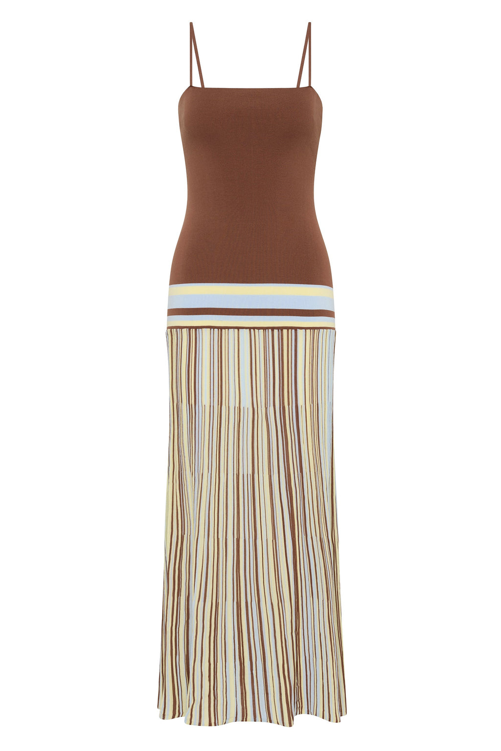 Esenia Knit Dress Sky Blue Pale Yellow Stripe