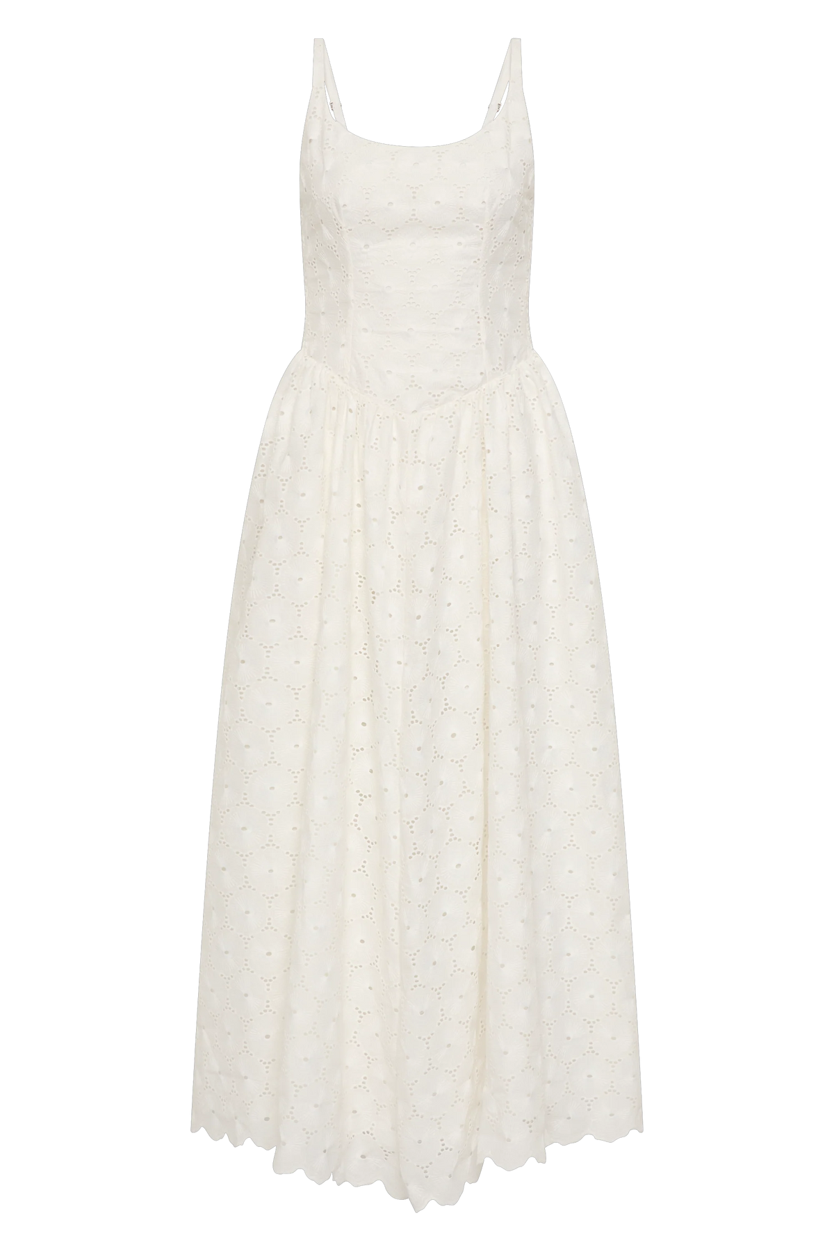Milana Midi Dress Dolce Broderie White