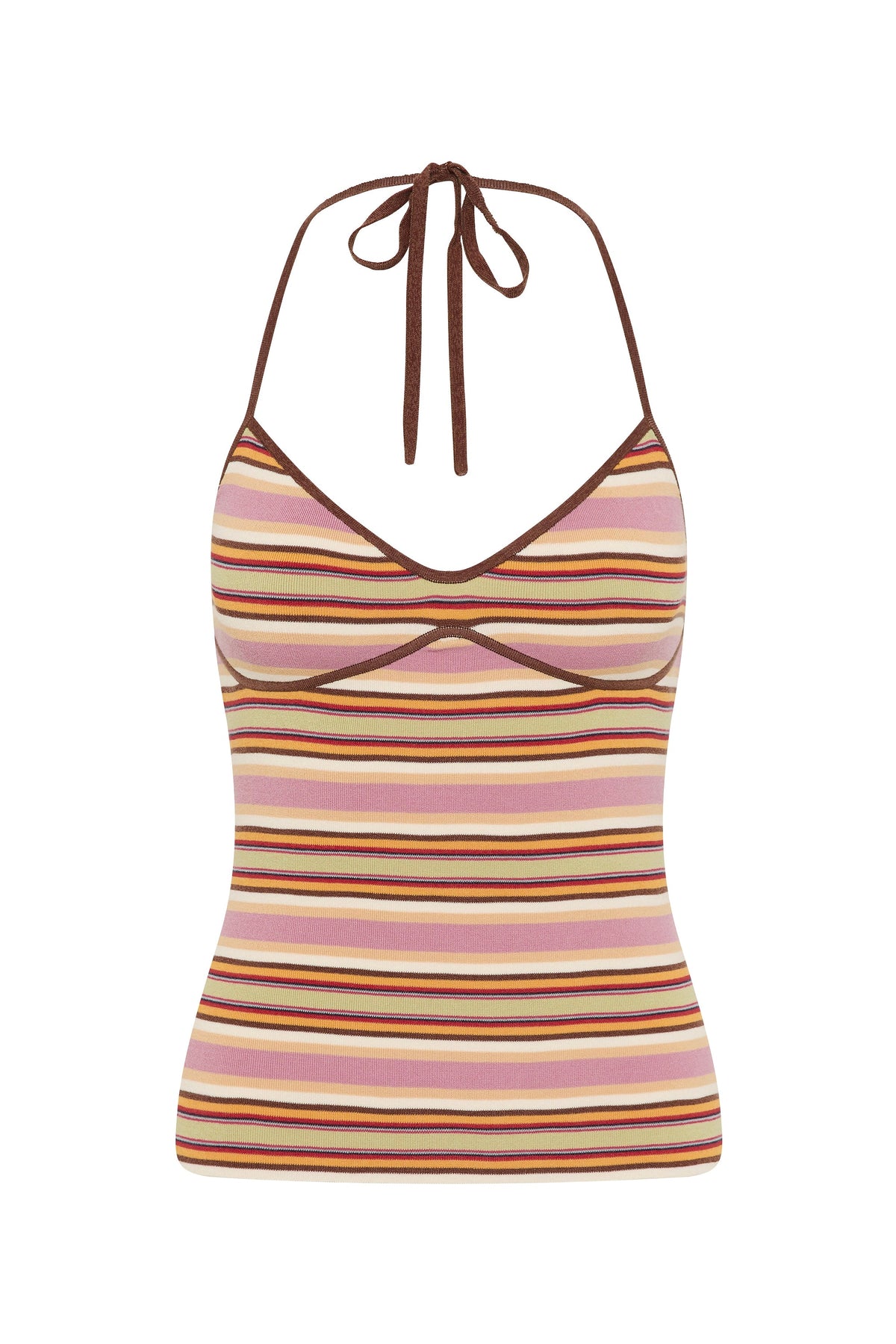 Citara Halter Top Luis Stripe Dusty Mauve - Final Sale