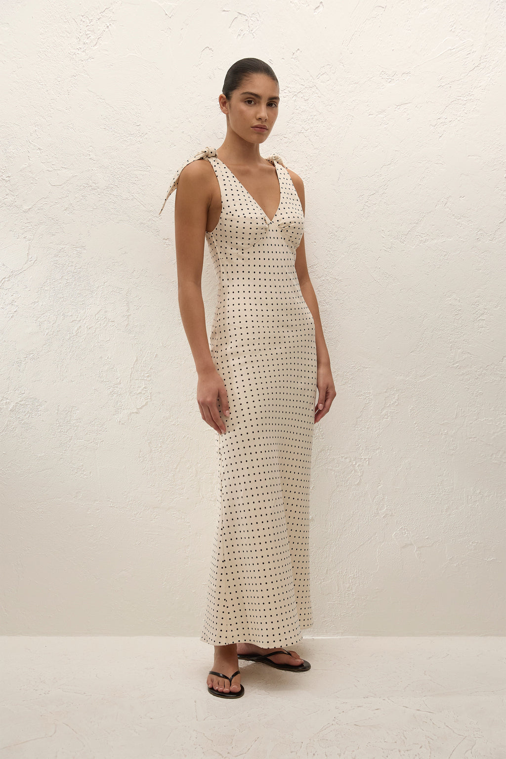 Solana Maxi Dress Lola Polka Dot Cream Black