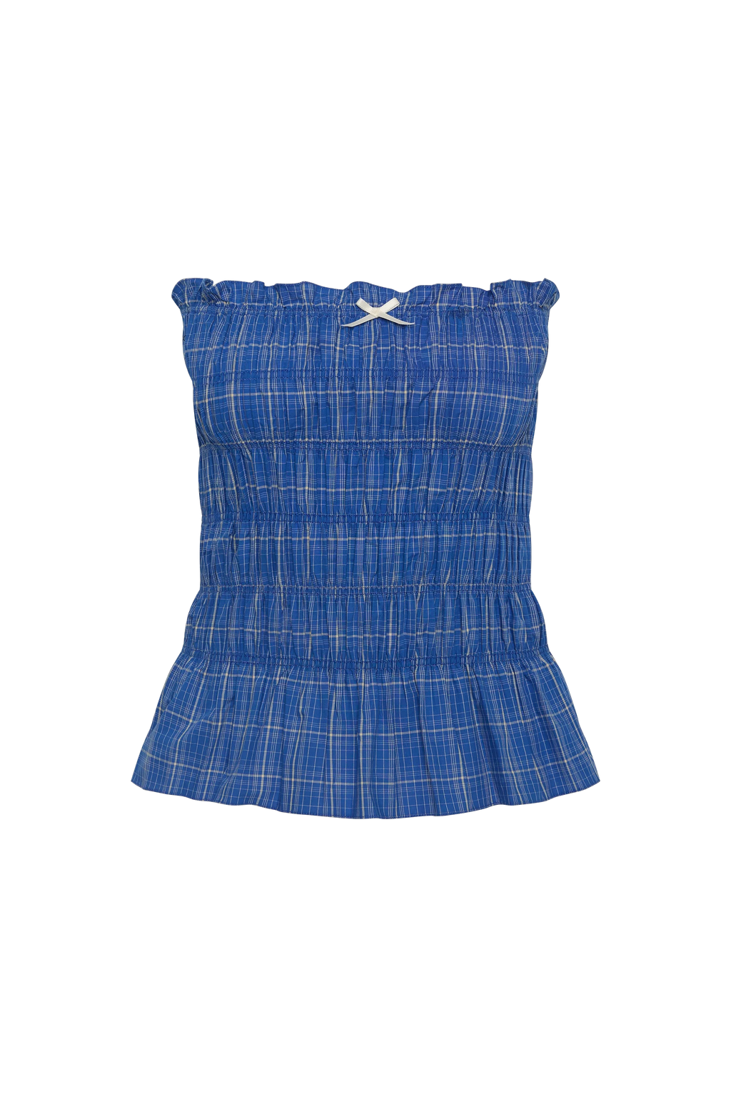 Leya Top Flor Check Cobalt