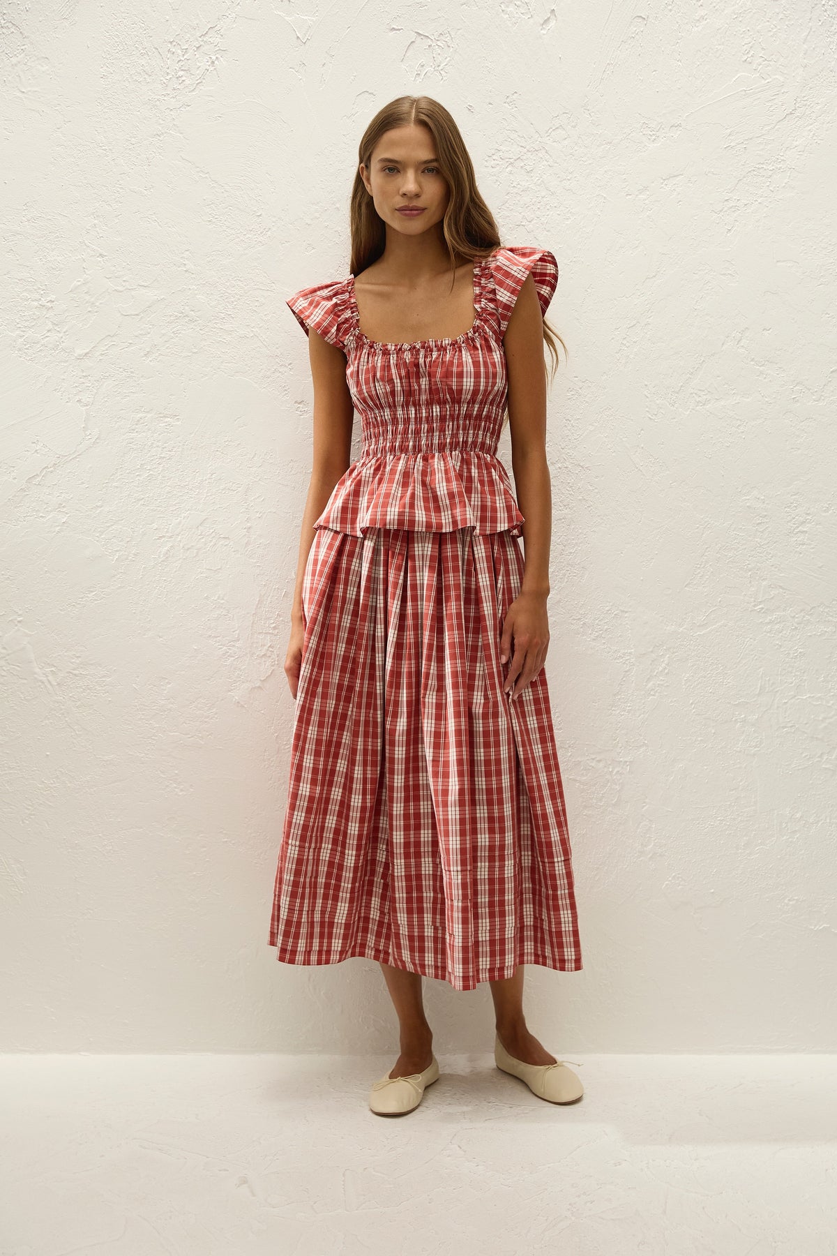 Cales Skirt Ines Check Terra Rosso