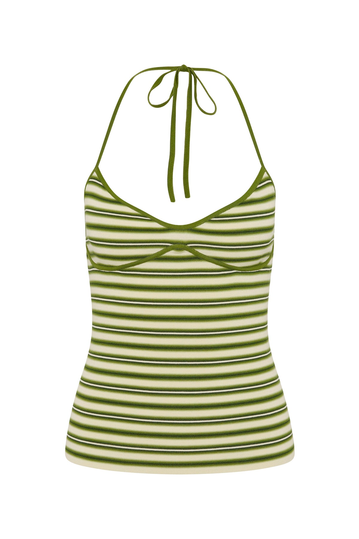 Citara Halter Top Ombre Stripe Micro Juniper - Final Sale