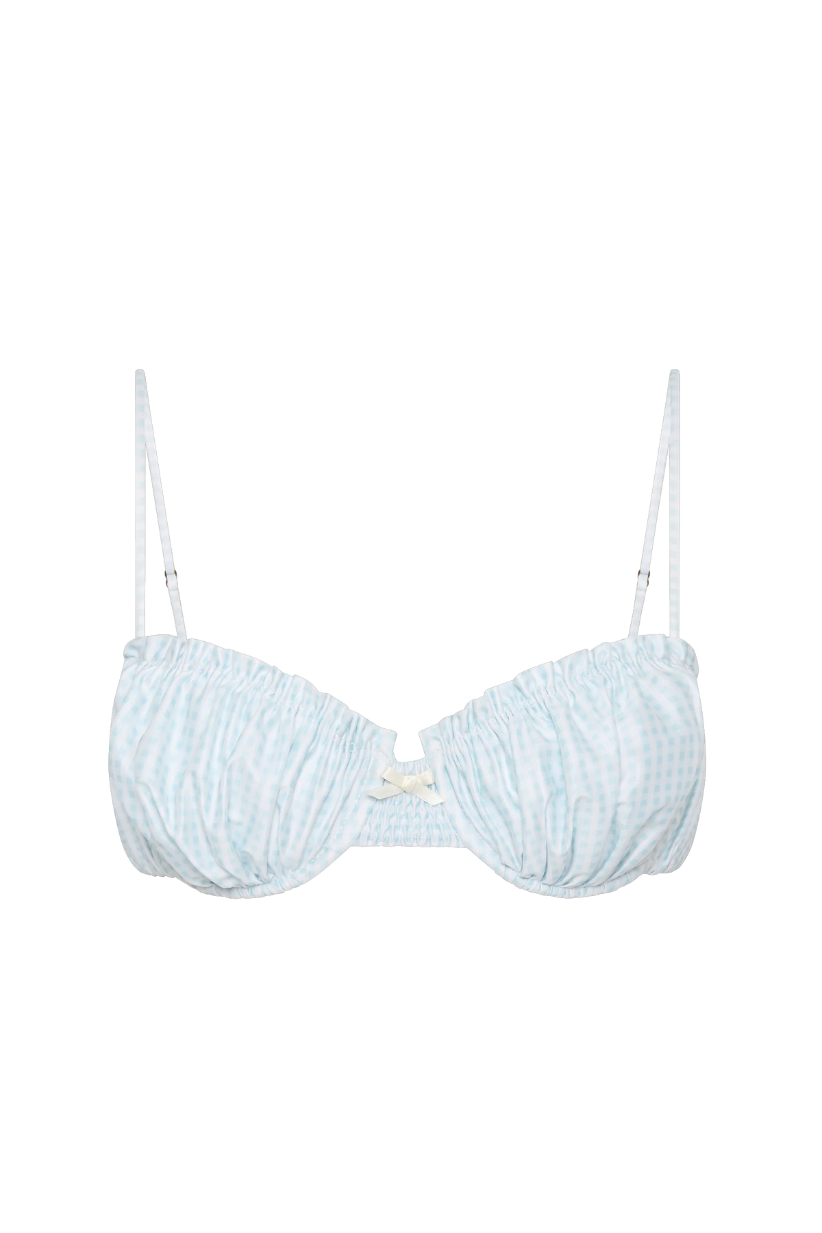Moana Bikini Top Gingham Sky Blue