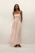 Portlligat Maxi Dress Carmen Stripe Peony White