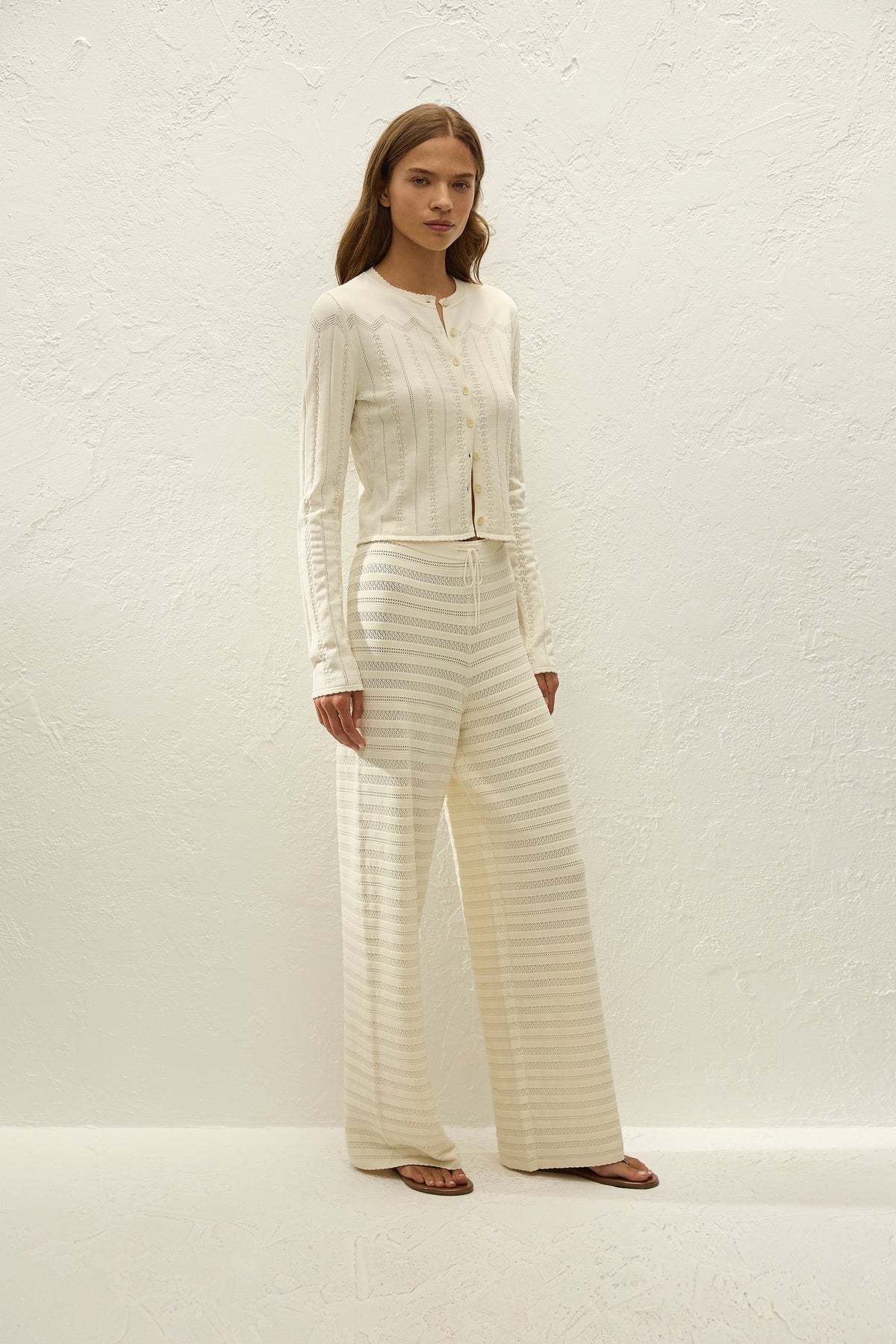 Tanya Pant Ida Pointelle Vintage White