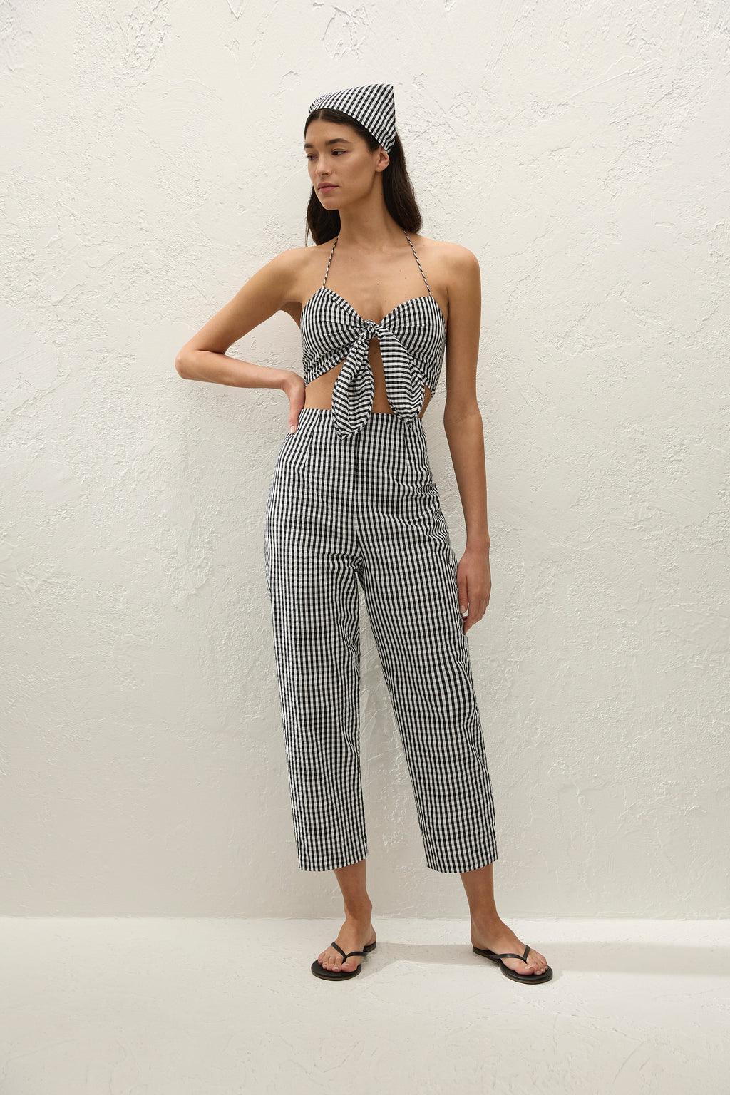 Onda Top Black Textured Gingham - Final Sale