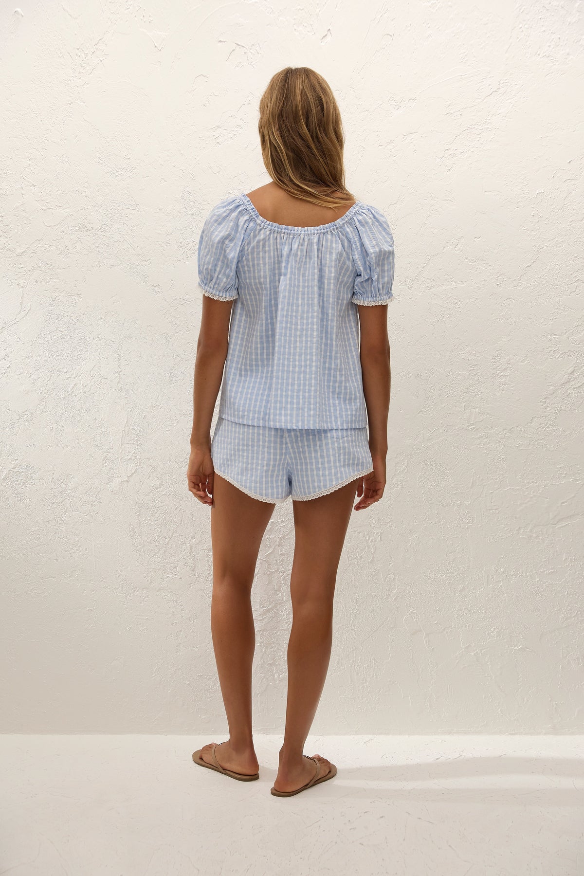 Lonny Short Paloma Check Light Blue White
