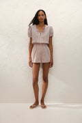 Emilie Playsuit Paloma Check Cinnamon White