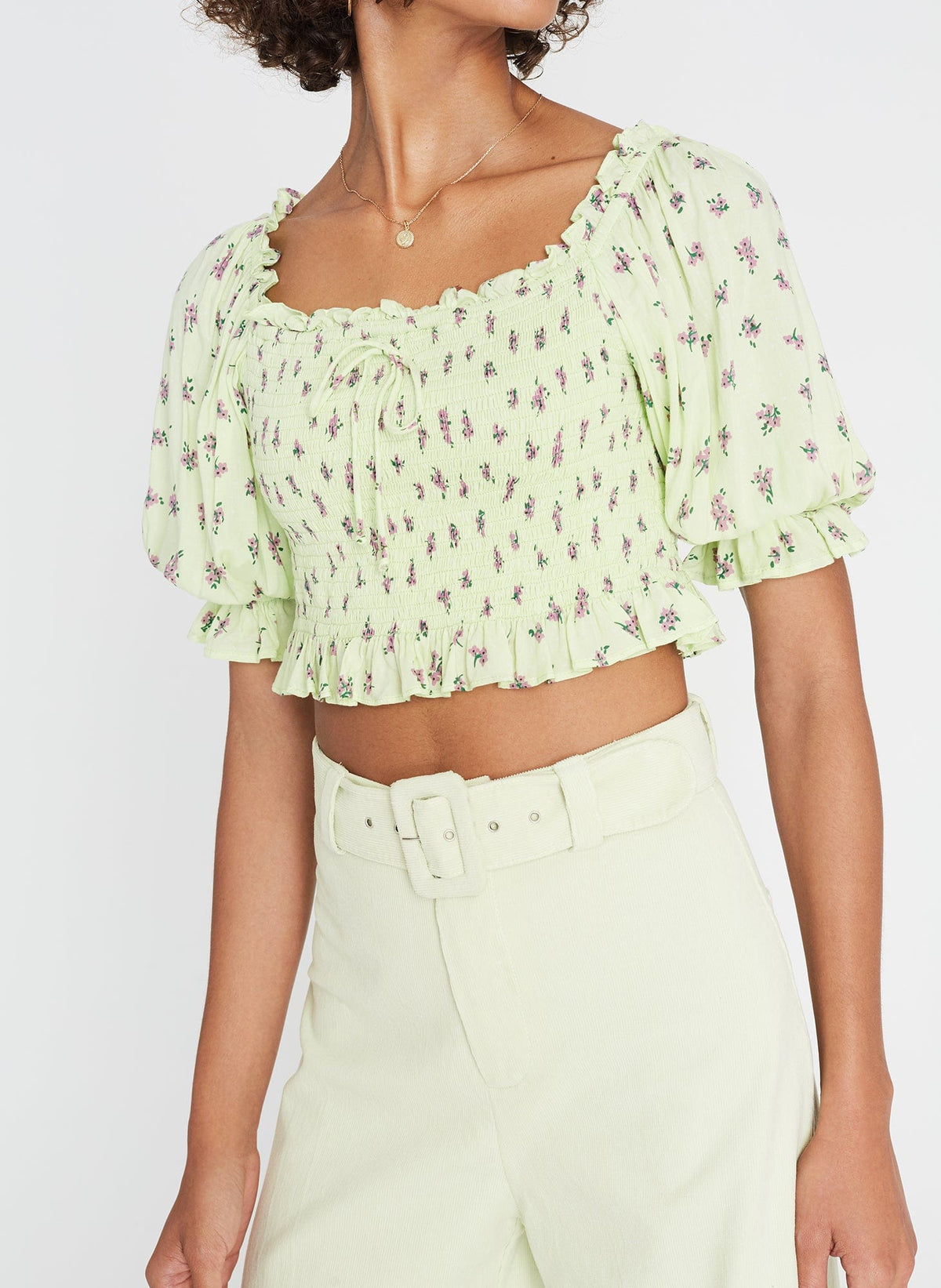 Isadora Top Luda Floral Lime - Final Sale